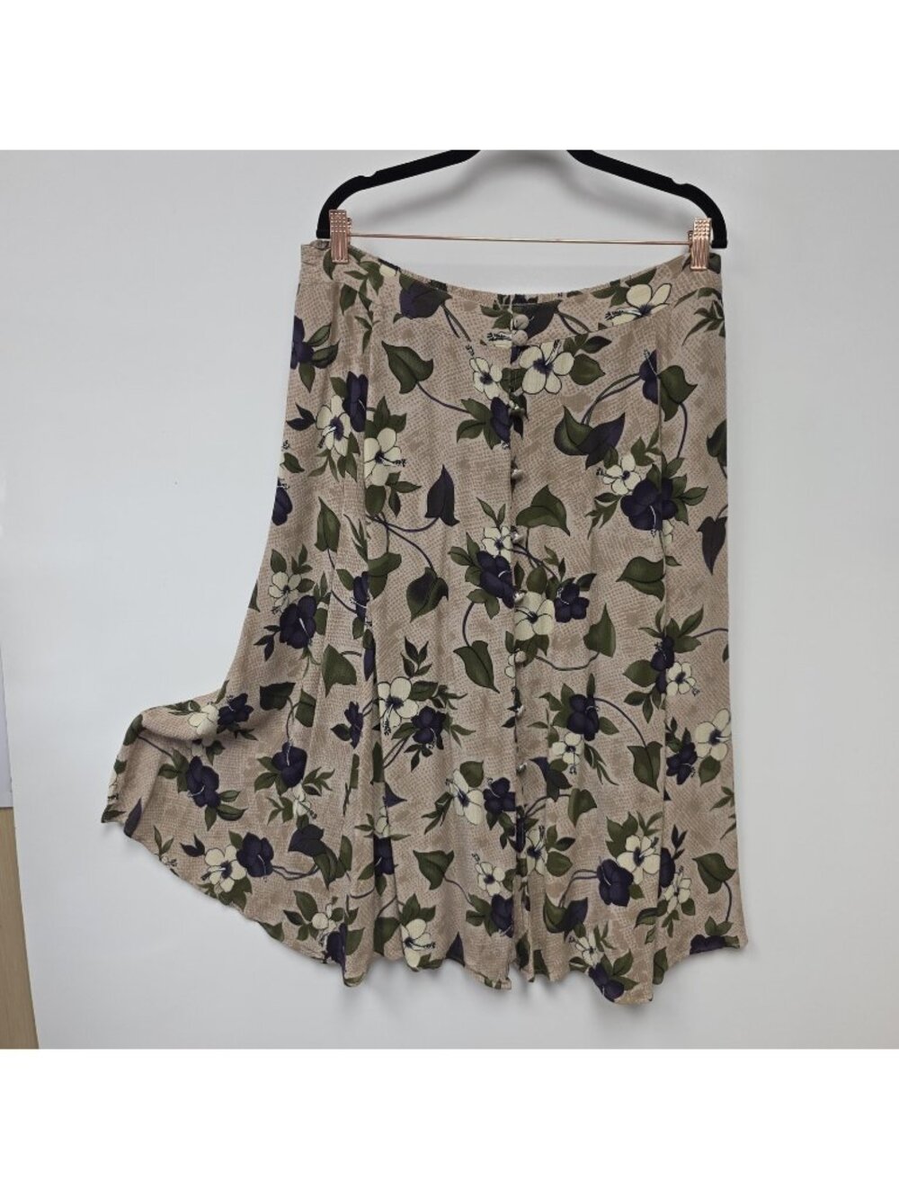 Vintage Lee David Skirt Womens 22/24W Multicolor Floral Button Front Midi A Line